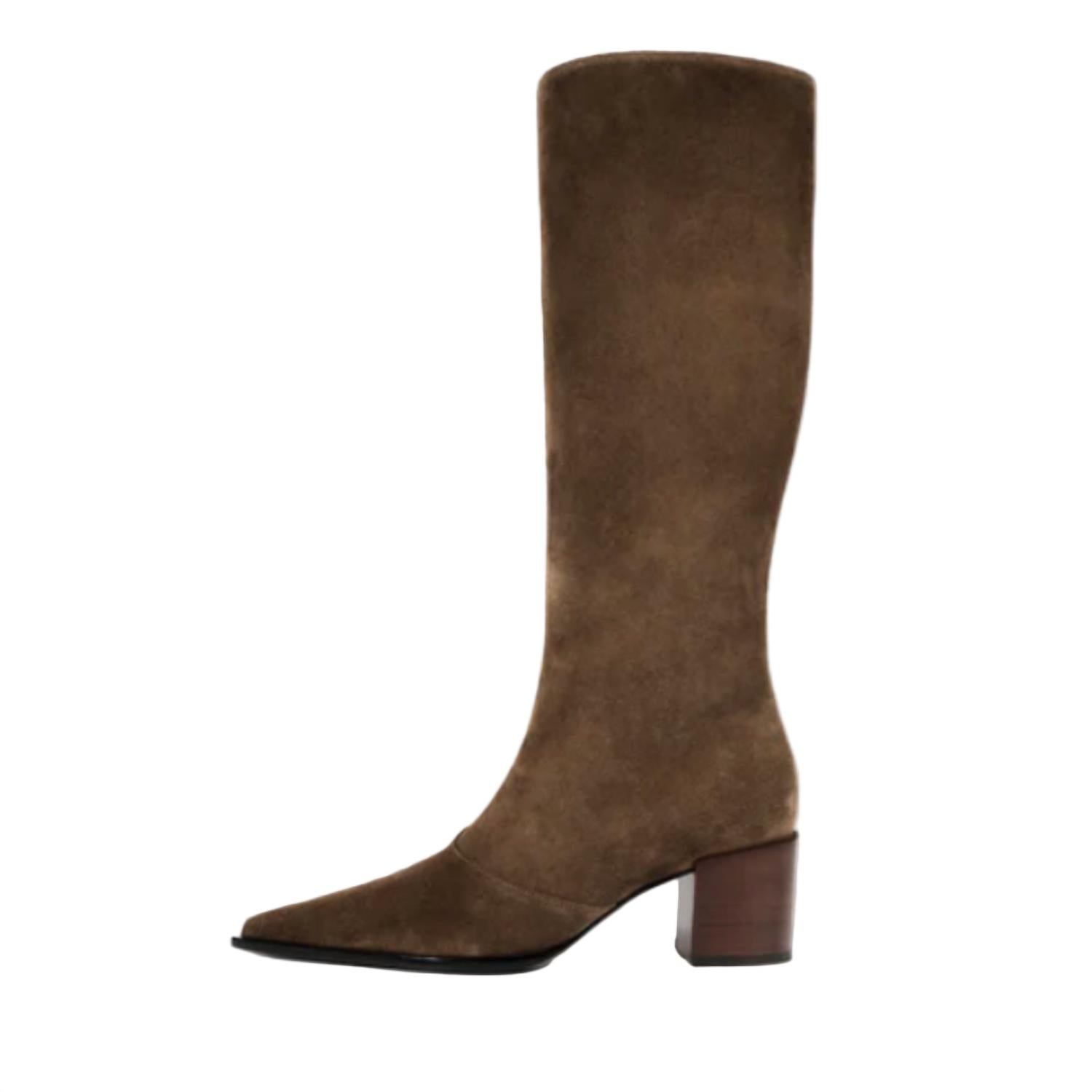SCHUTZ Women's Raffaela Up Mid Suede Boots in root brown - women's shoe