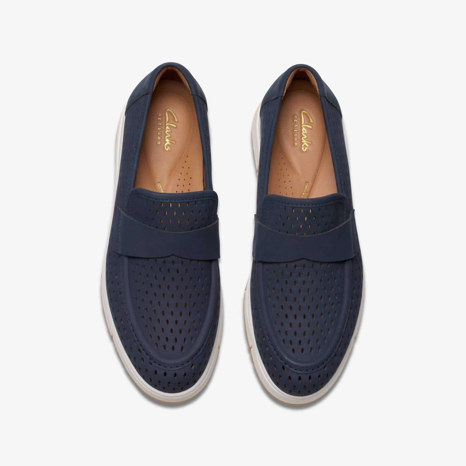Clarks Women's Loriini Edge Shoe in navy nubuck - women's sneaker - detail view