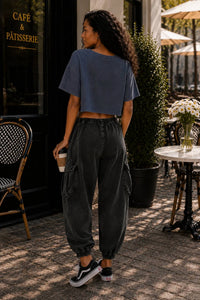 Surelymine - Harper Waffle Knit V-Neck Pocket Top