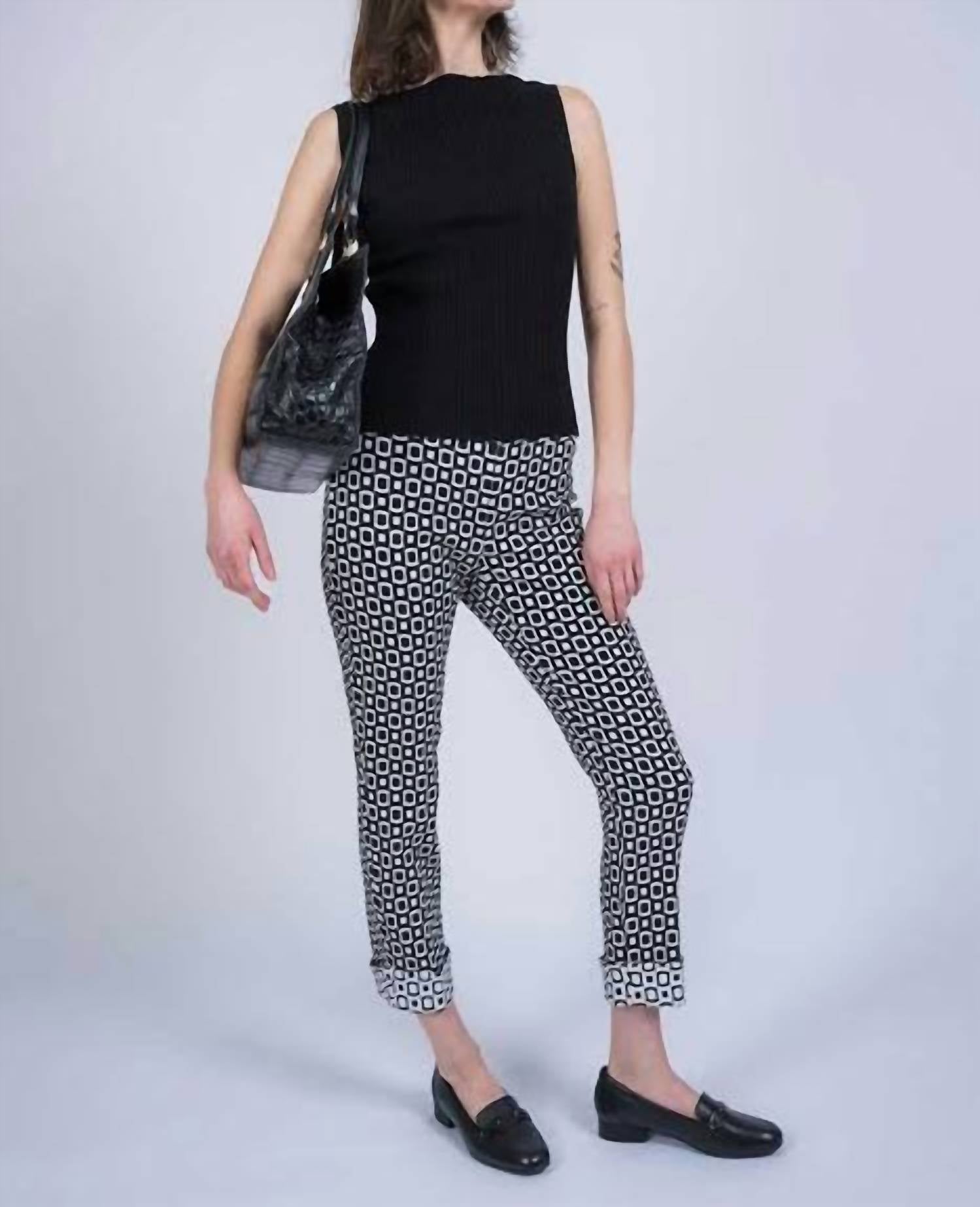 Lisette - Women's Squares Cuff Ankle Pull-on Trouser
