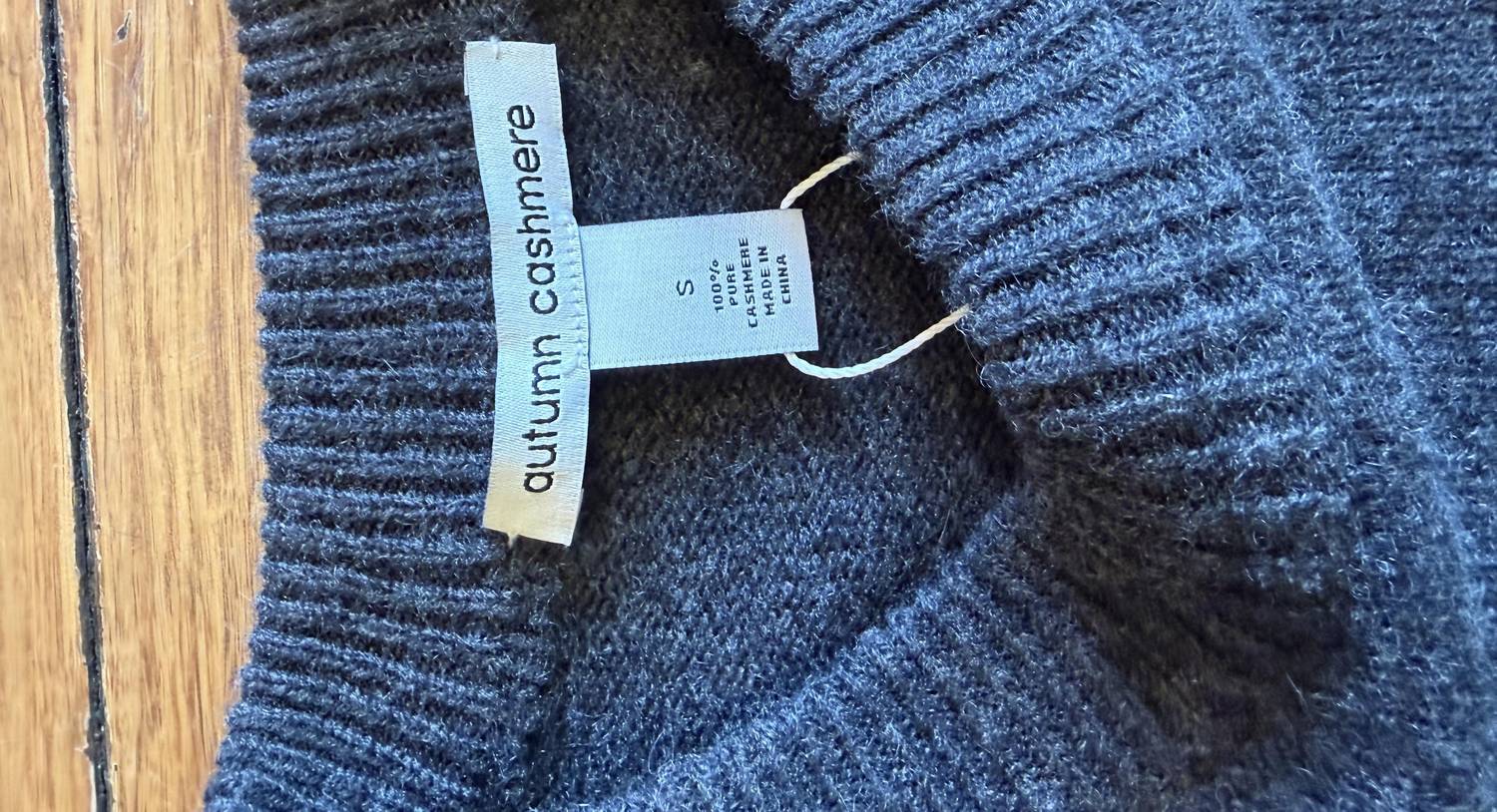 Autumn Cashmere Women's Boxy Crew Sweater with Slits in pepper - women's sweater - detail view