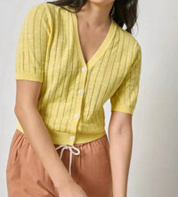 Lilla P - Open Stitch V Neck Cardigan