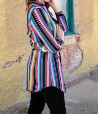 Lucky & Blessed - Serape Button Up Tunic Shirt