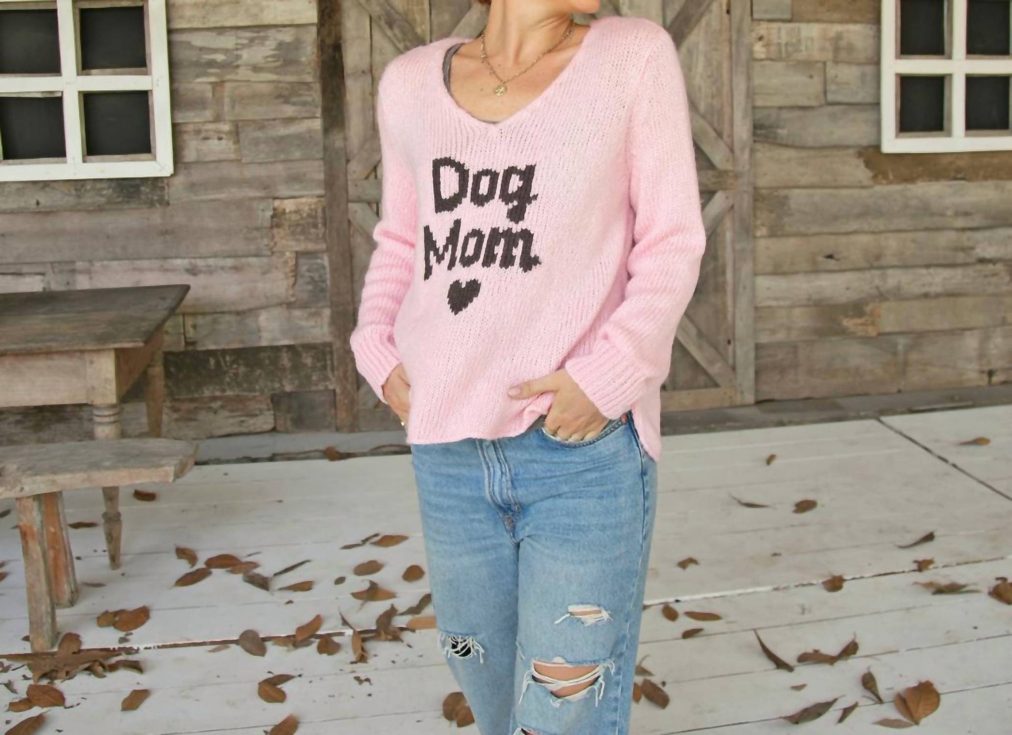 Wooden Ships - Dog Mom Scoopneck Chunky Sweater