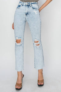 Risen - High Rise Knee Distressed Ankle Jeans