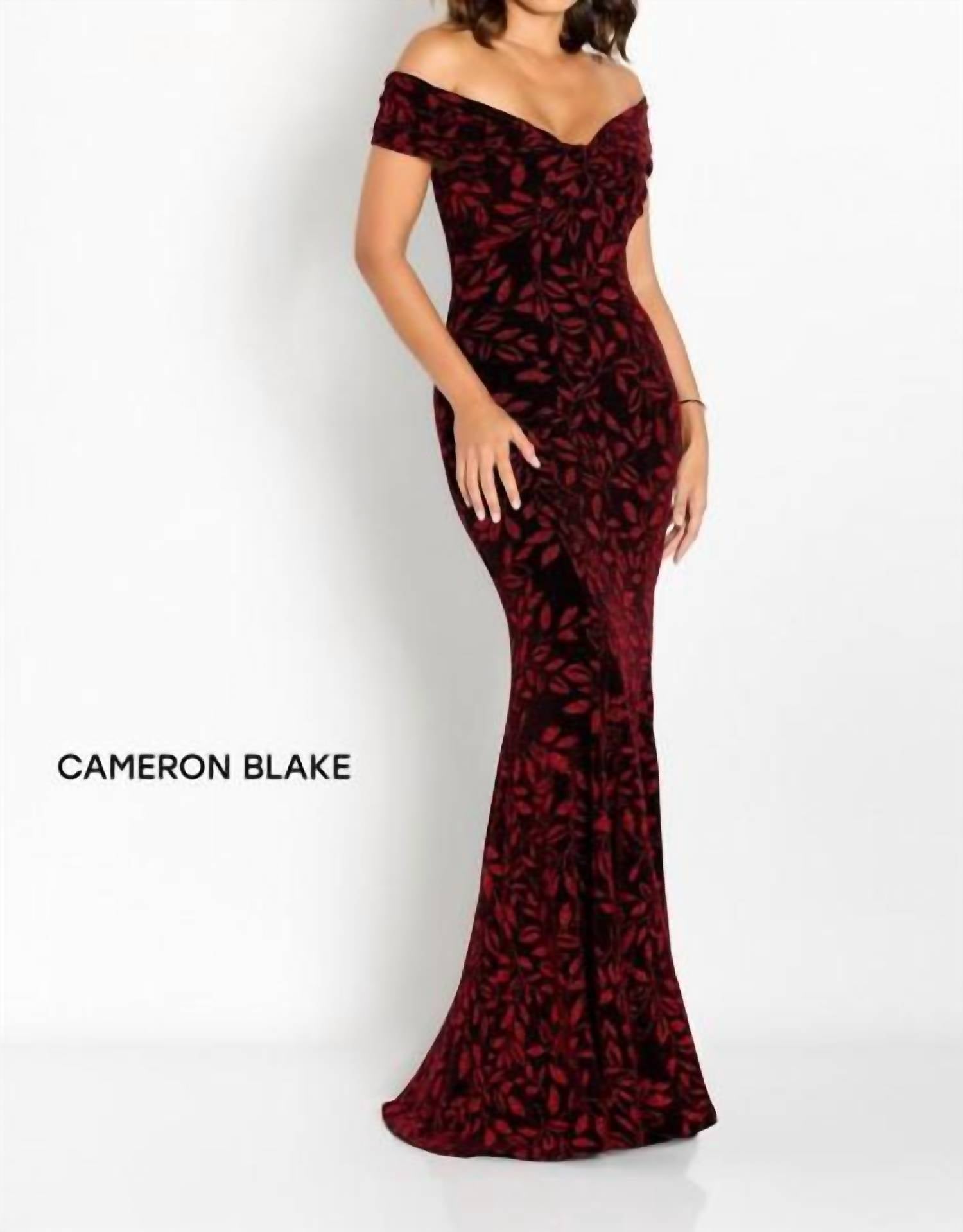 Cameron Blake - Off Shoulder Metallic Mothers Gown