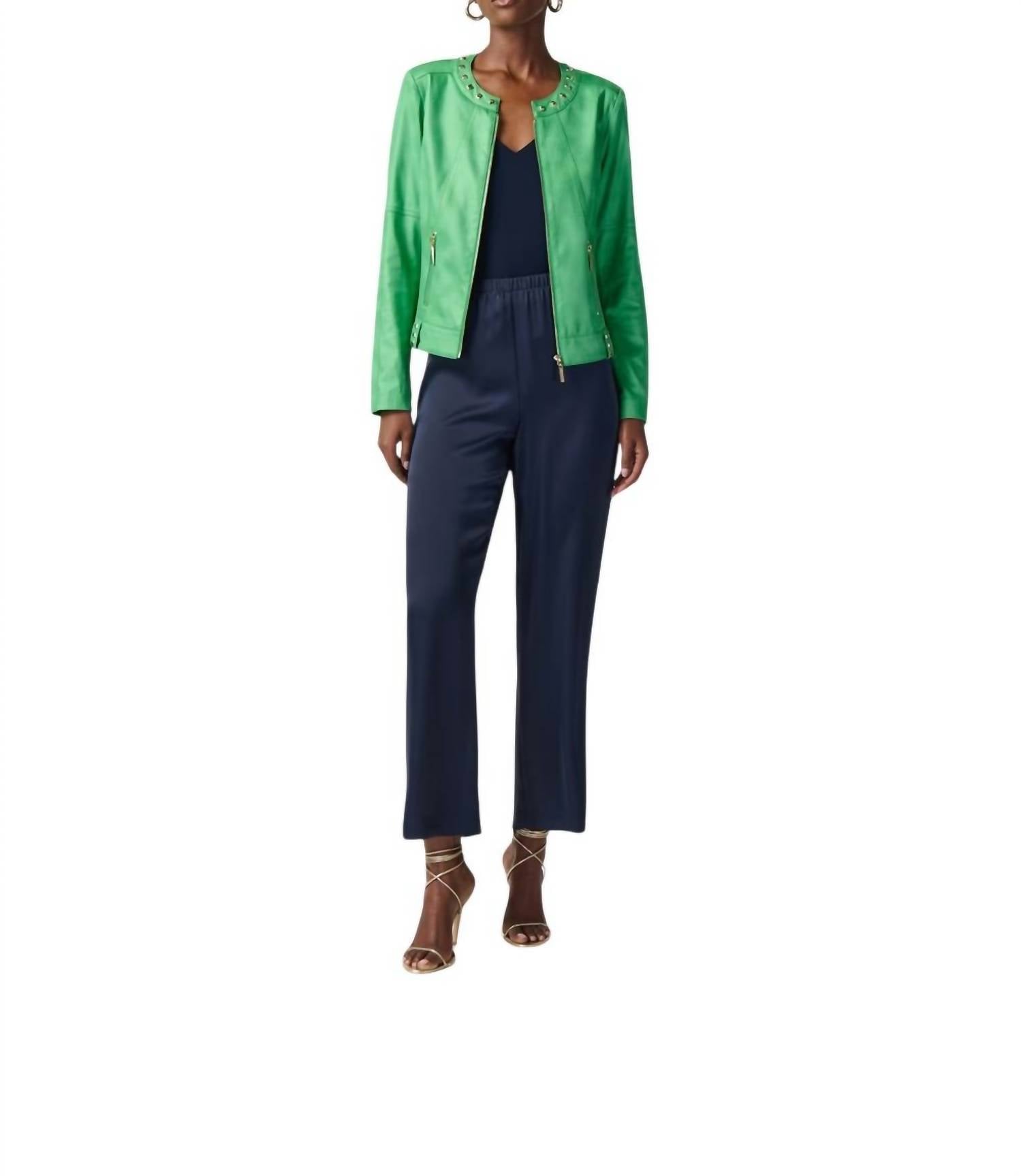 Joseph Ribkoff Zip Front Casual Jacket in island green - women's jacket - view 4