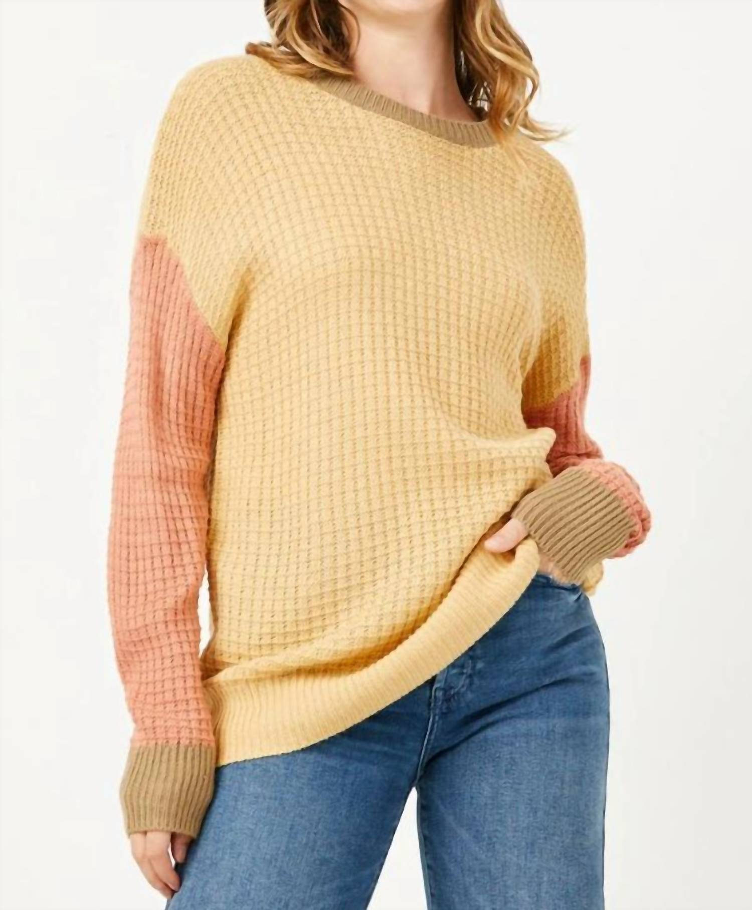 Hayden La - Color Block Waffle Knit Sweater