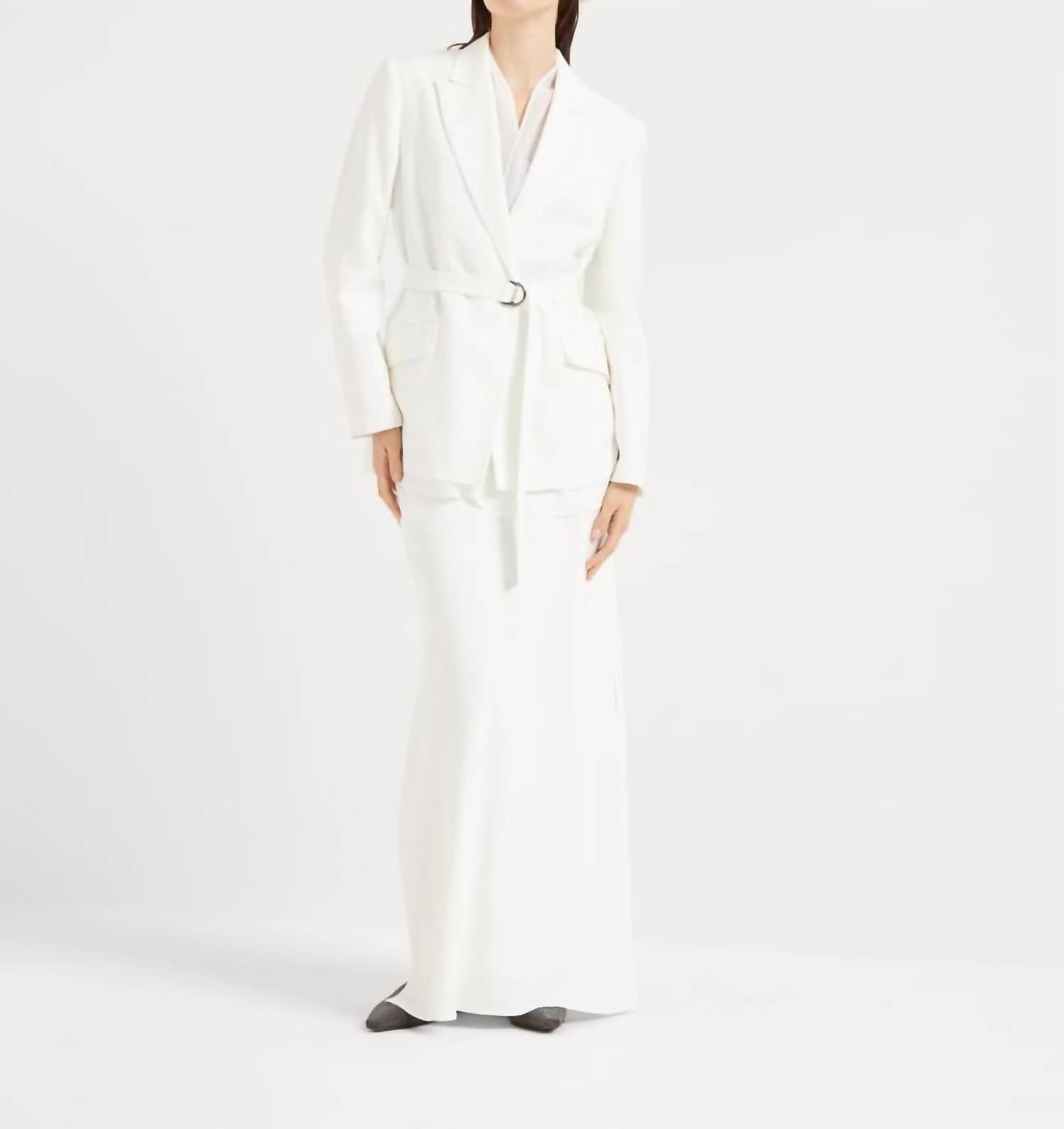 Brunello Cucinelli - Viscose Linen Blazer With Belt And Monili