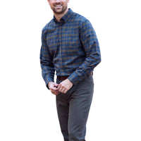 Tom Beckbe DIXON BRUSHED COTTON SHIRT in blue grass - men's shirt - alternate view