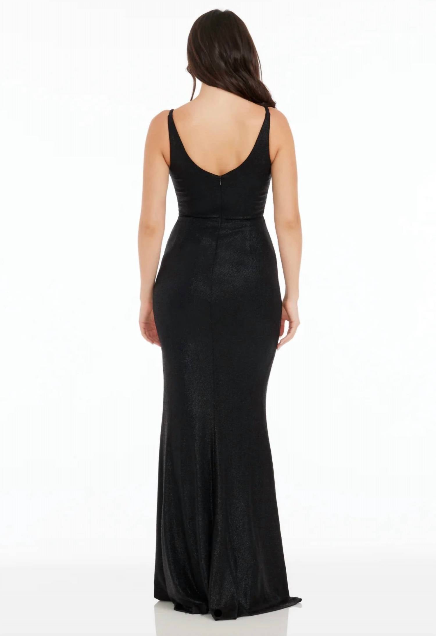 DRESS THE POPULATION Jordan Mermaid Gown in black metallic - women's dress - alternate view