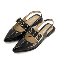 Andrea - Women's Slingback Flats Wide Buckle