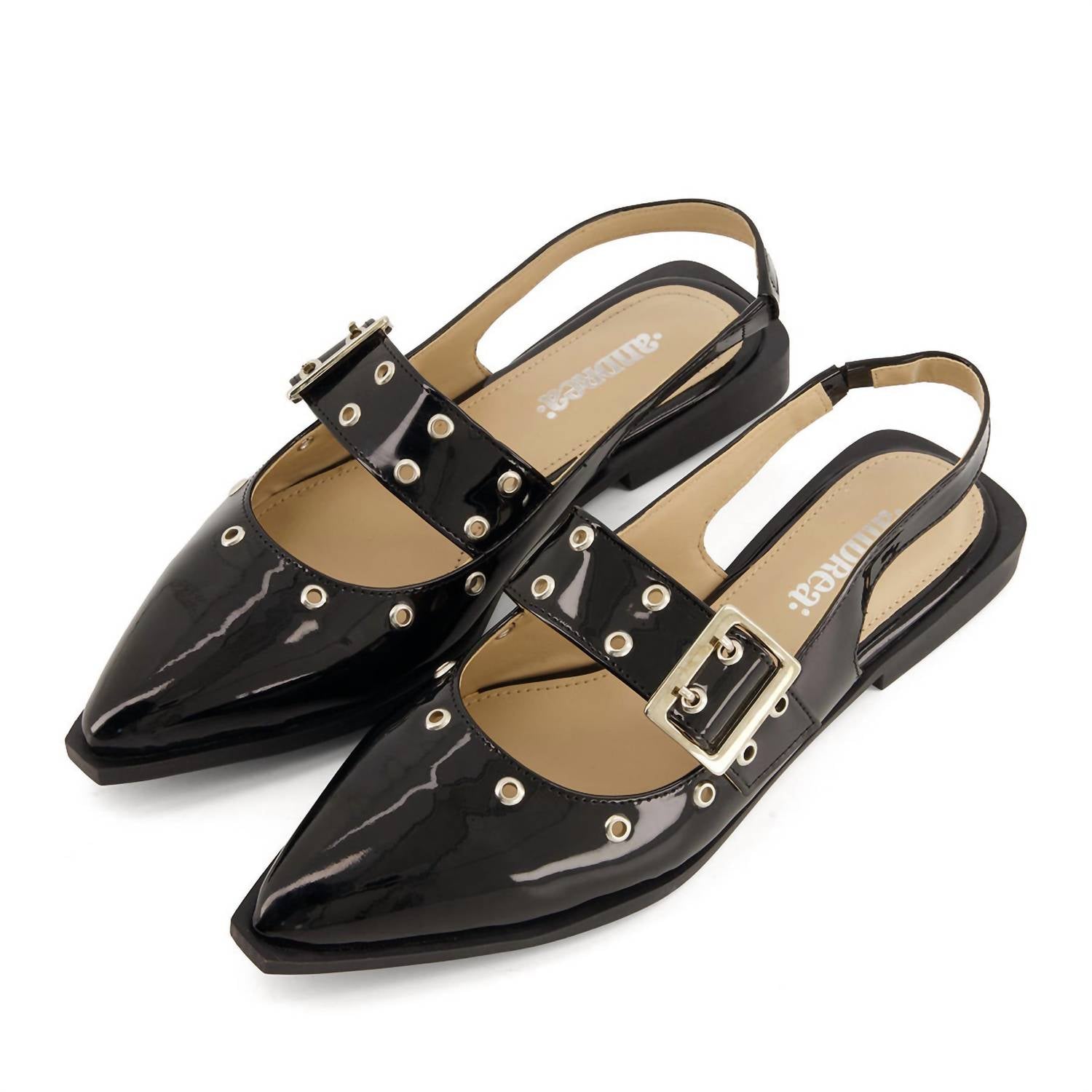 Andrea - Women's Slingback Flats Wide Buckle