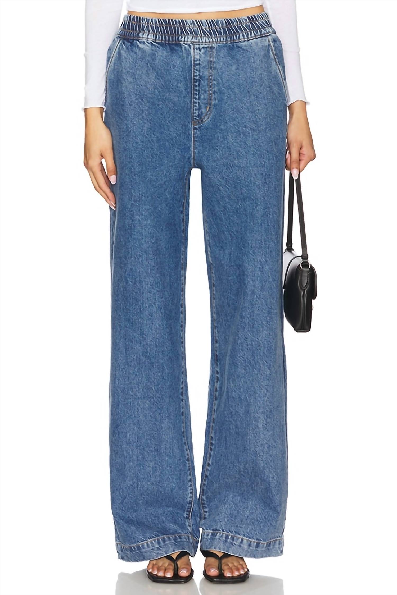 STEVE MADDEN Gilda Wide Leg Pants in blue denim - women's pants