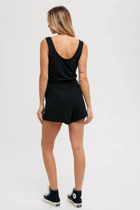 Bluivy - Sleeveless Knit Drawstring Romper