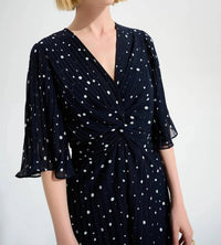 Joseph Ribkoff - Polka Dot Pleated Chiffon Jumpsuit