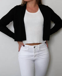 Metric Knits - Long Sleeve Open Front Cropped Cardigan