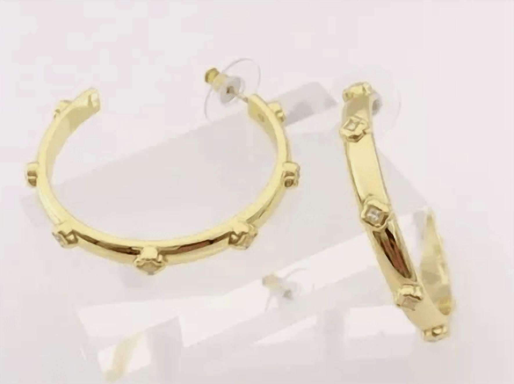 Kendra Scott Women's Joelle Hoop Earrings in gold white crystal - women's jewelry