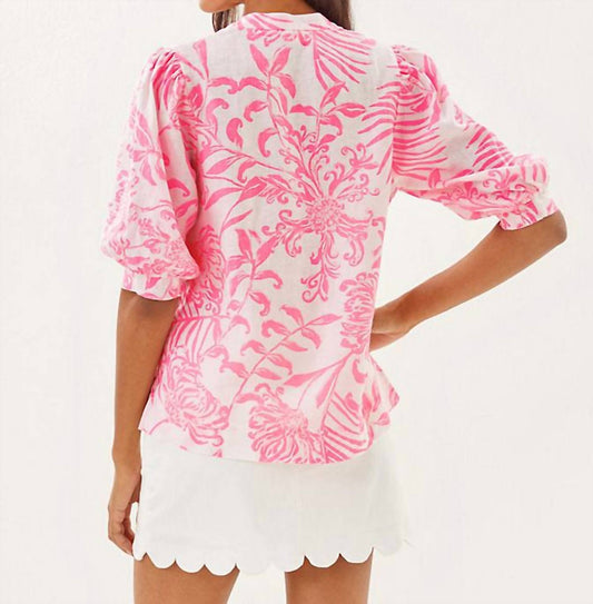 Lilly Pulitzer - Mialeigh Elbow Sleeve Linen Print Top
