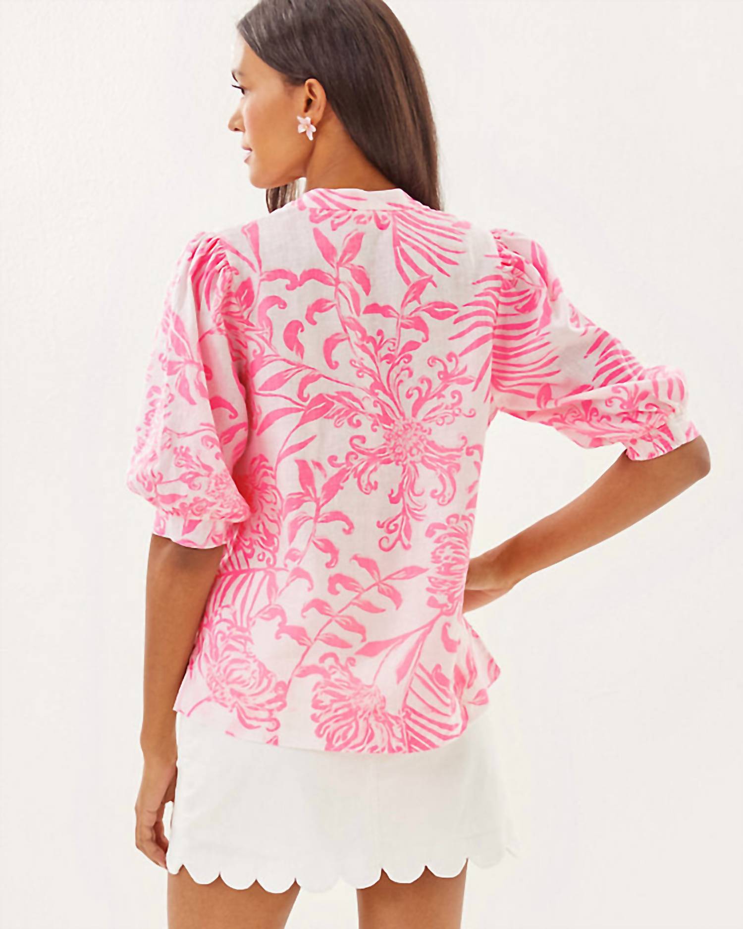 Lilly Pulitzer - Mialeigh Elbow Sleeve Linen Print Top