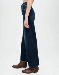 RE/DONE High Rise Wide Leg Crop Jeans in barely worn - women's jeans - detail view