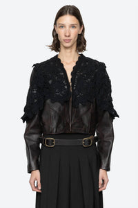 Sea - Gwen Leather Jacket Crochet Overlay