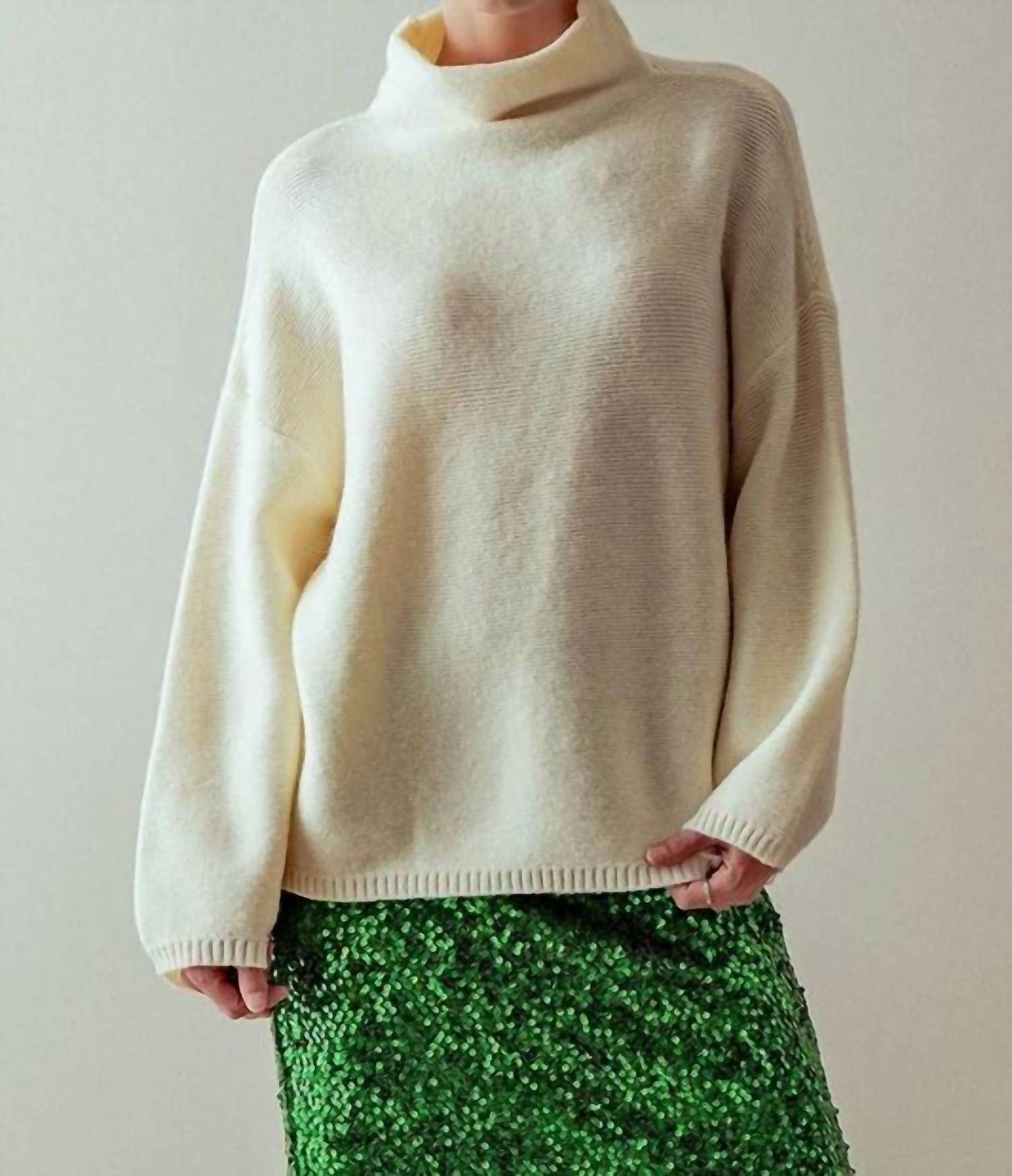 Trend:Notes - Texture Knit Bell Sleeve Turtle Neck Sweater