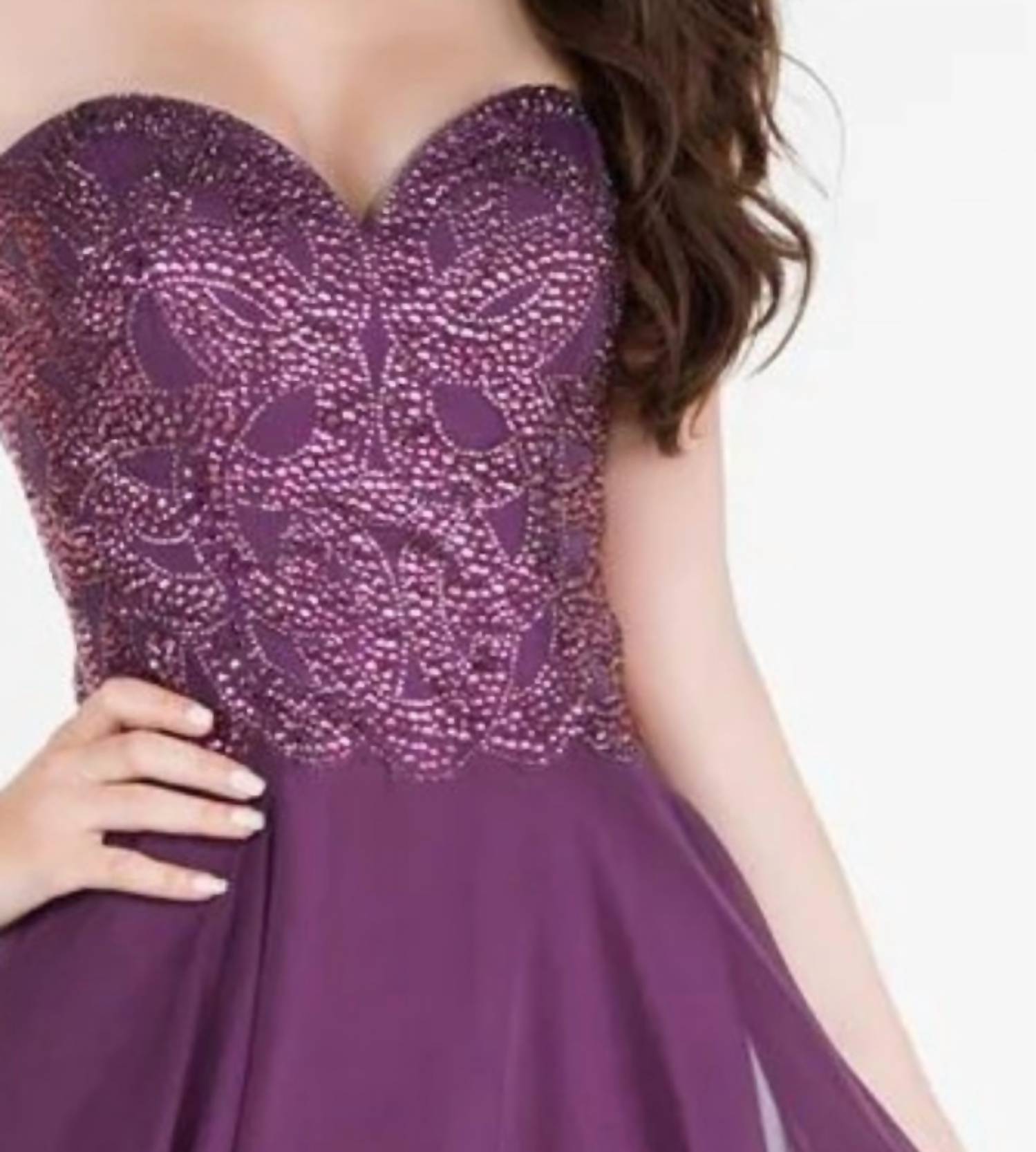 ALYCE PARIS Strapless Embellished Chiffon Gown in purple - women's dress - detail view