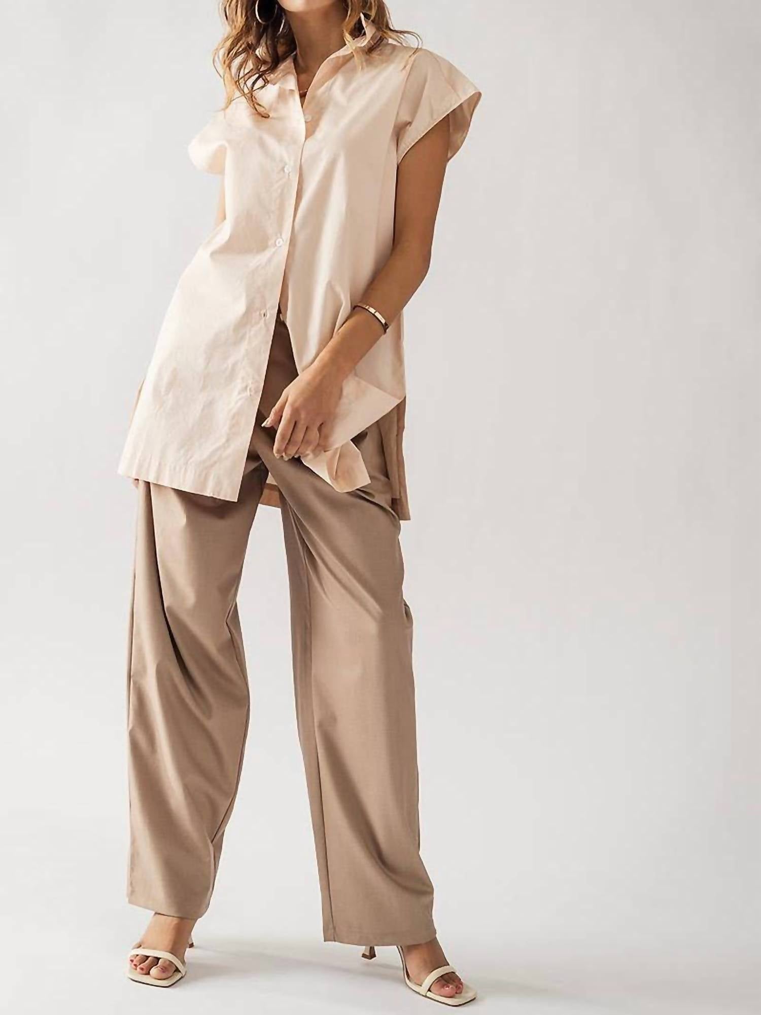 Urban Daizy - Short Sleeve Button-Up Tunic Top