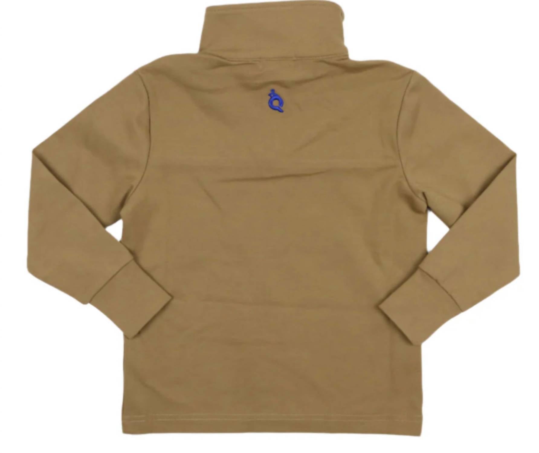 Blue Quail Clothing Co. Quarter Zip Performance Pullover Top in khaki - kids' long sleeve top - view 4
