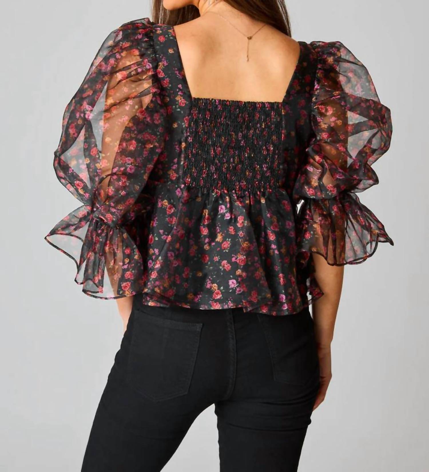 Puff Sleeve Peplum Top