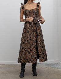 Collective - Floral Jacquard Corset Midi Dress