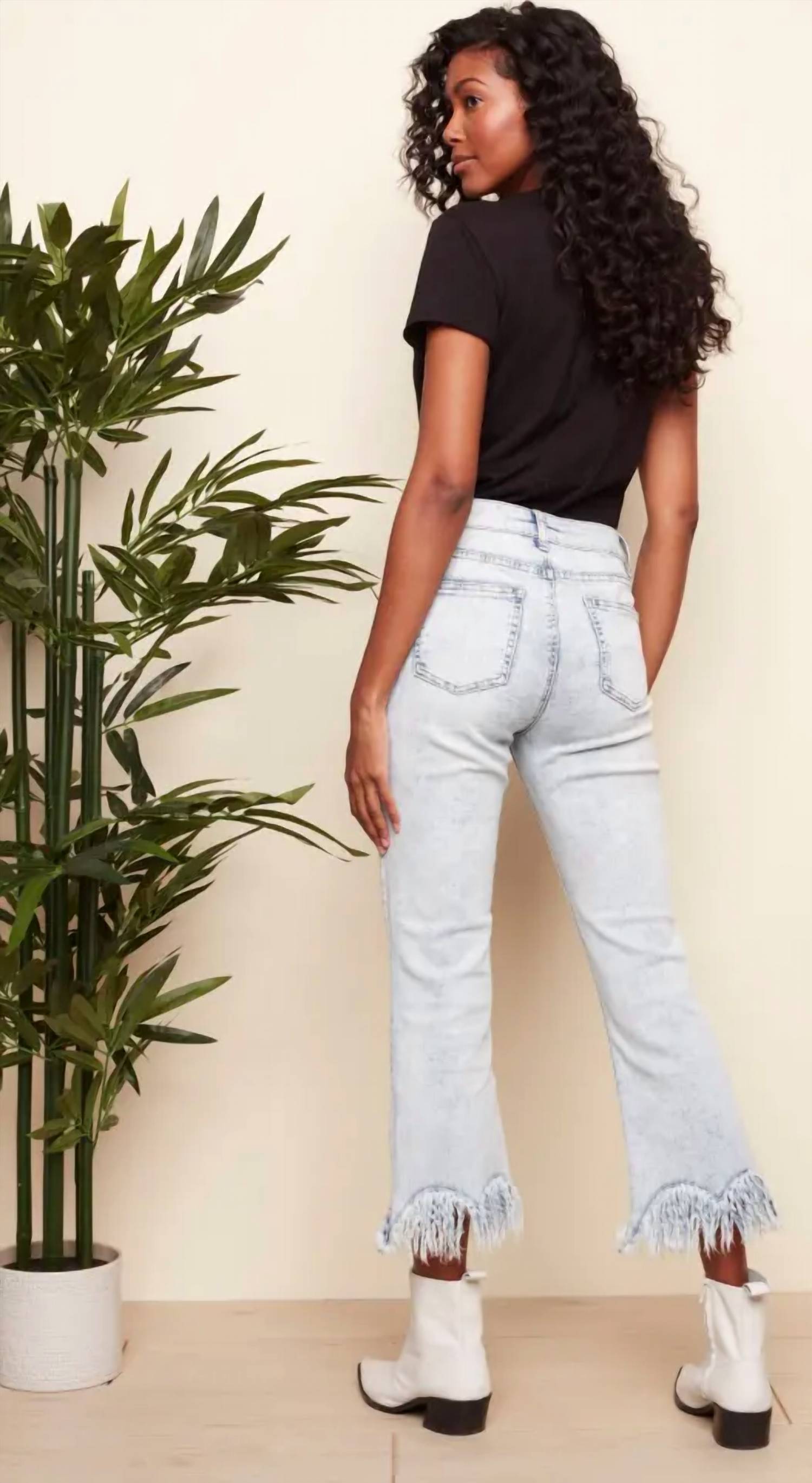 CHARLIE B Fringe Jean in bleach blue - women's jeans - alternate view