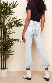 CHARLIE B Fringe Jean in bleach blue - women's jeans - detail view