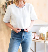 Never A Wallflower - Half Sleeve Scoop Neck Crop Top