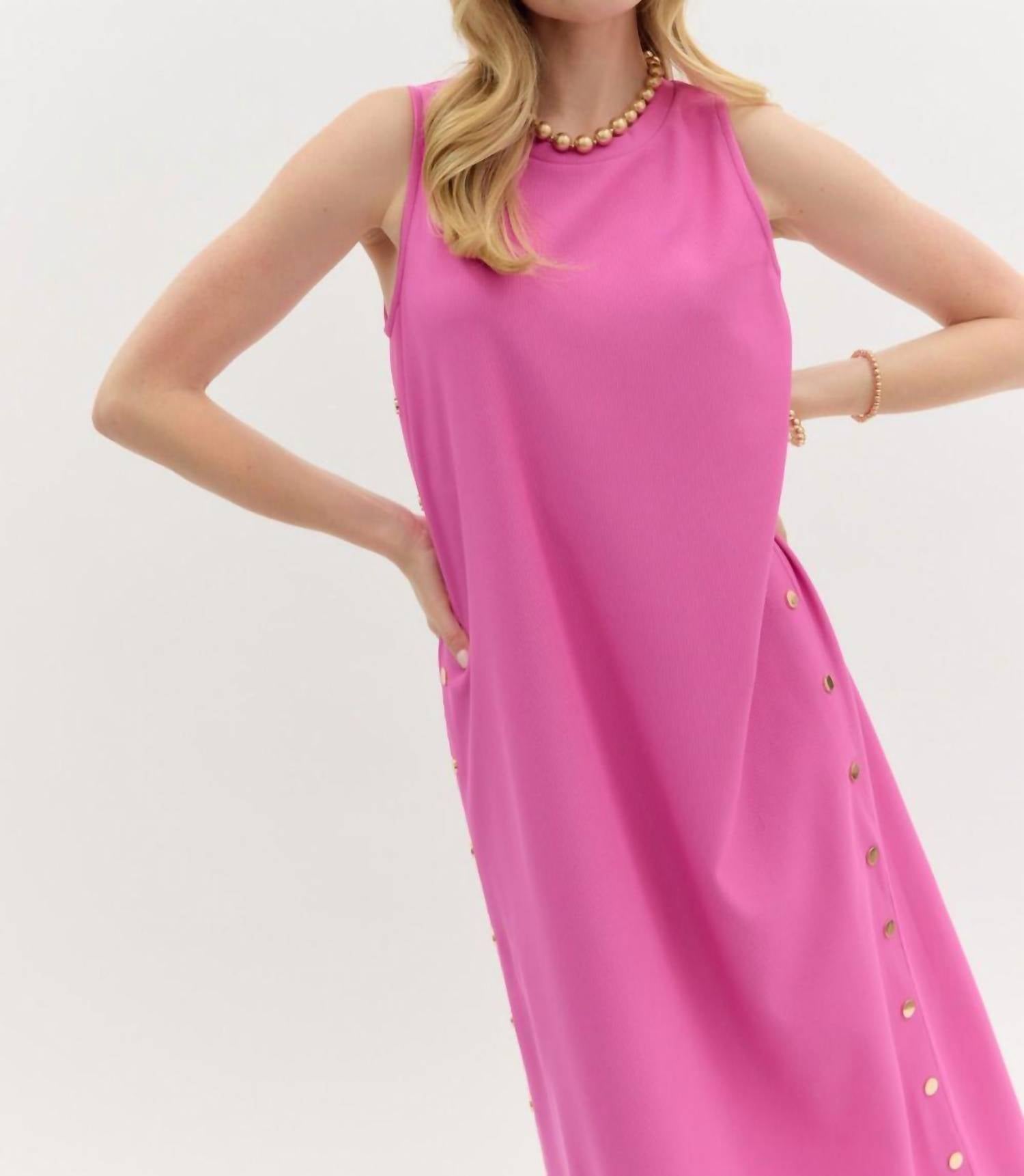 Entro - Solid Rib Textured Midi Dress