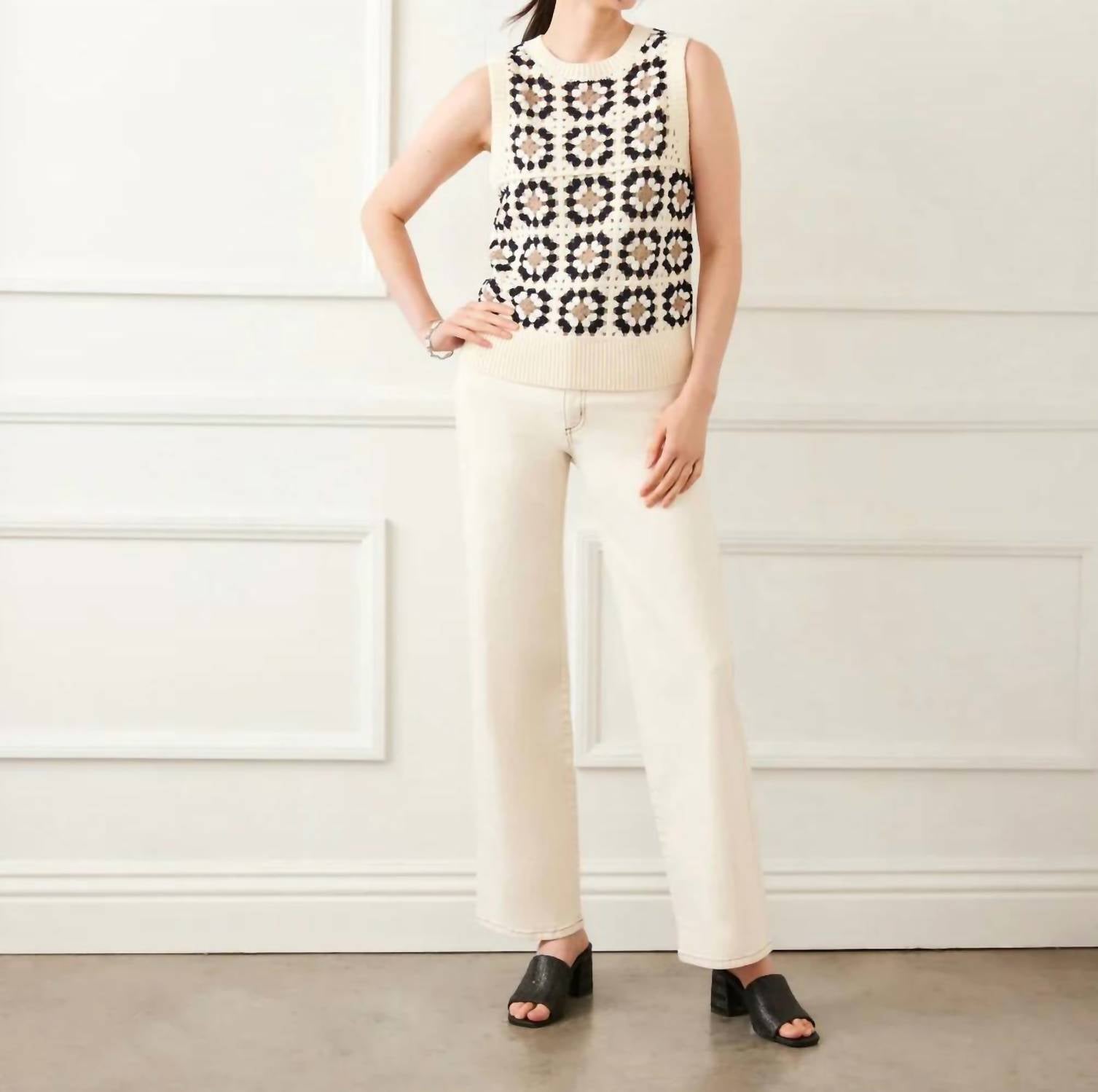 Karen Kane - Pax Patchwork Crochet Sweater Tank