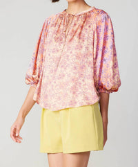 Current Air - Floral Cuffed Sleeve Blouse