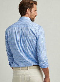 PETER MILLAR Ullswater Crown Lite Cotton Stretch Shirt in cottage blue - men's long sleeve top - alternate view