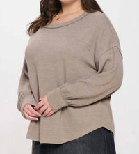 Perch By Blu Pepper - Drop Shoulder Sweater Knit Top - Plus