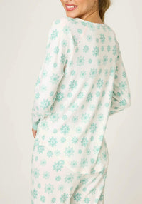 PJ Salvage Snowflake Wishes Long Sleeve Top - Plus in ivory - women's long sleeve top - detail view