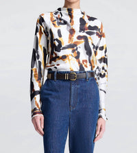 A.L.C. Georgia Satin Top in black camel - women's blouse