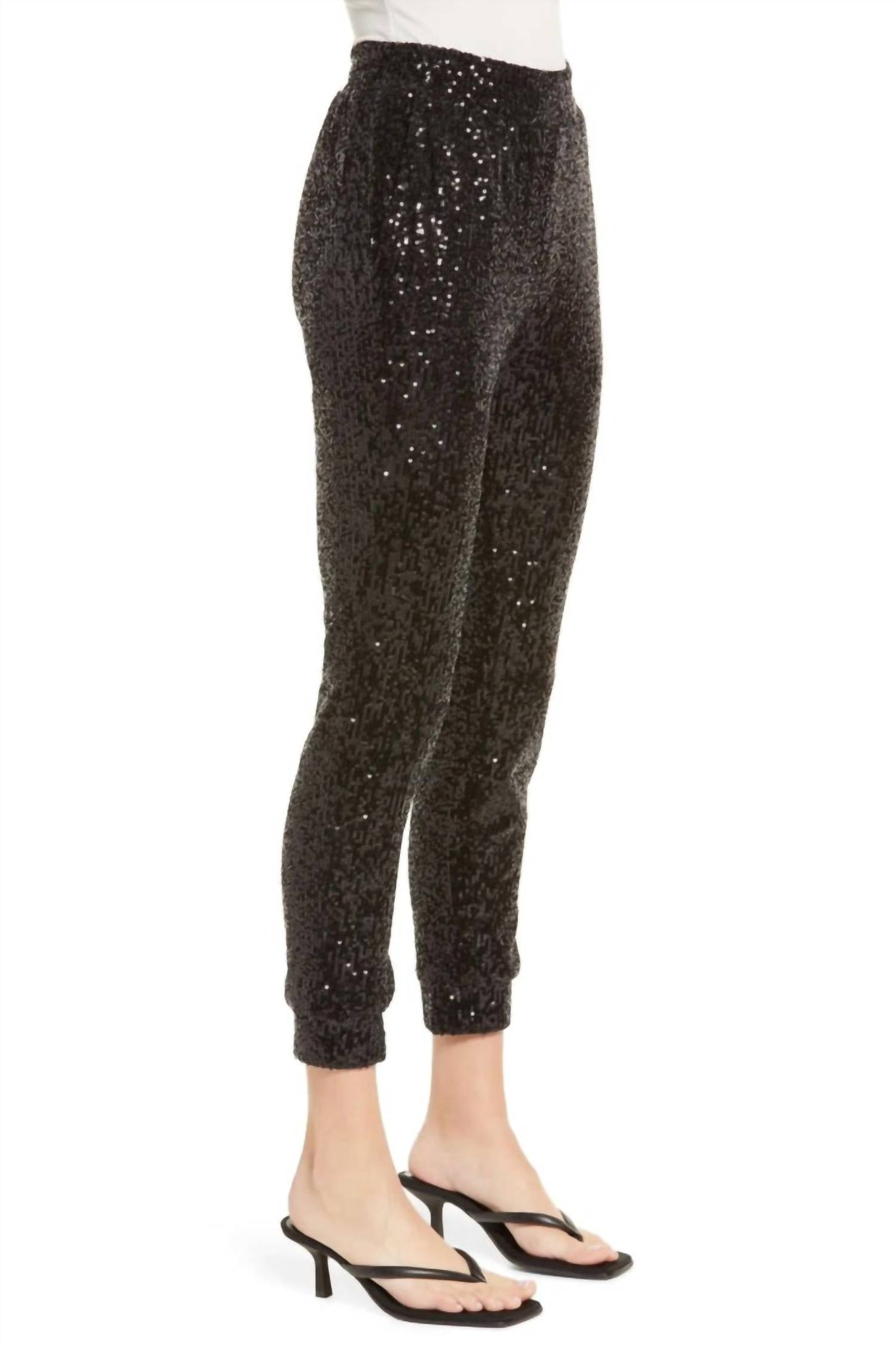 STEVE MADDEN Glitter End Jogger in black - women's pants - detail view
