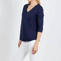 Elliott Lauren - Silvie Rib Three-quarter Sleeve V-neck Tee