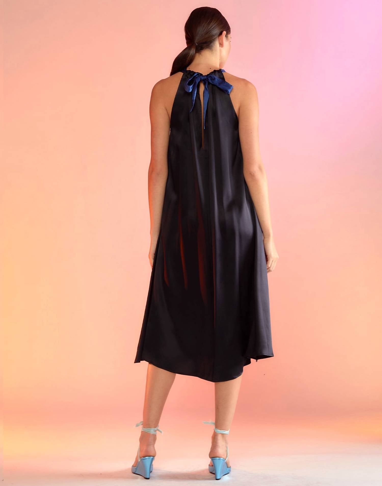 SALERNO SILK HALTER DRESS