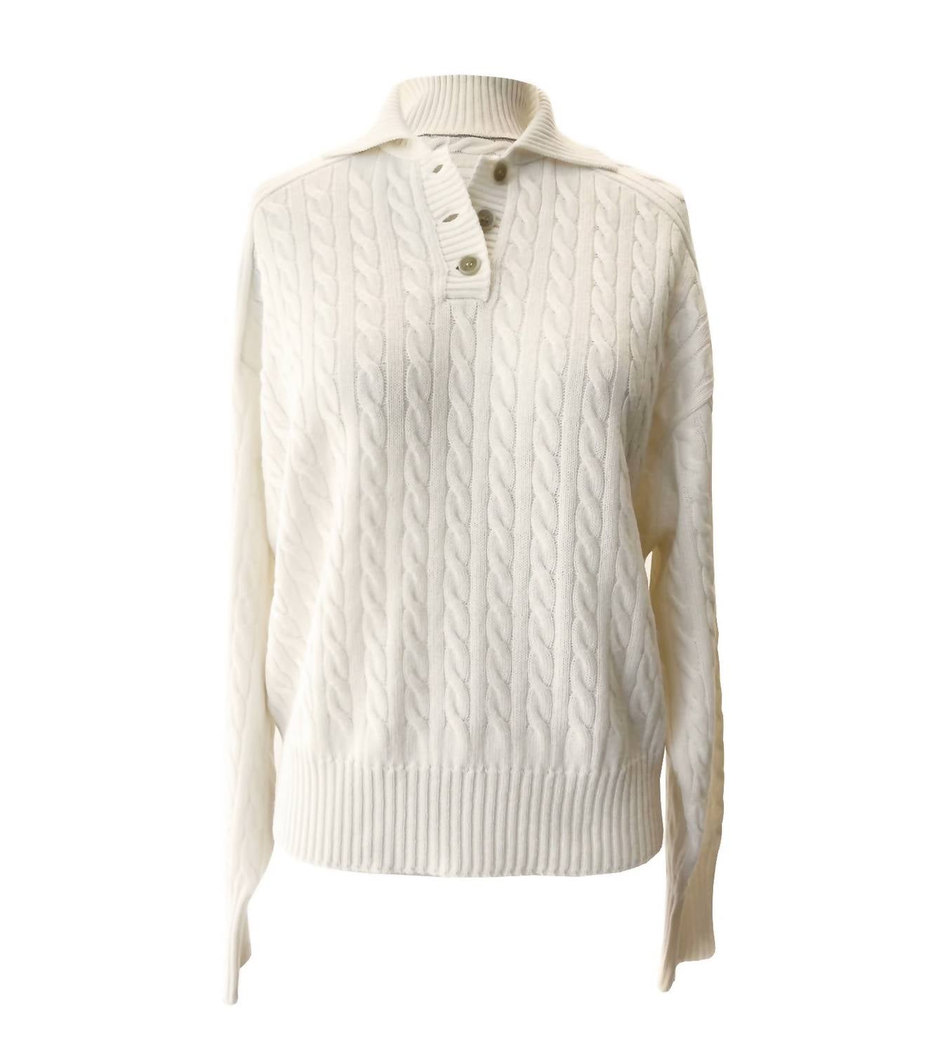 Brunello Cucinelli - Cashmere Cable Knit Polo-style Sweater With Monili