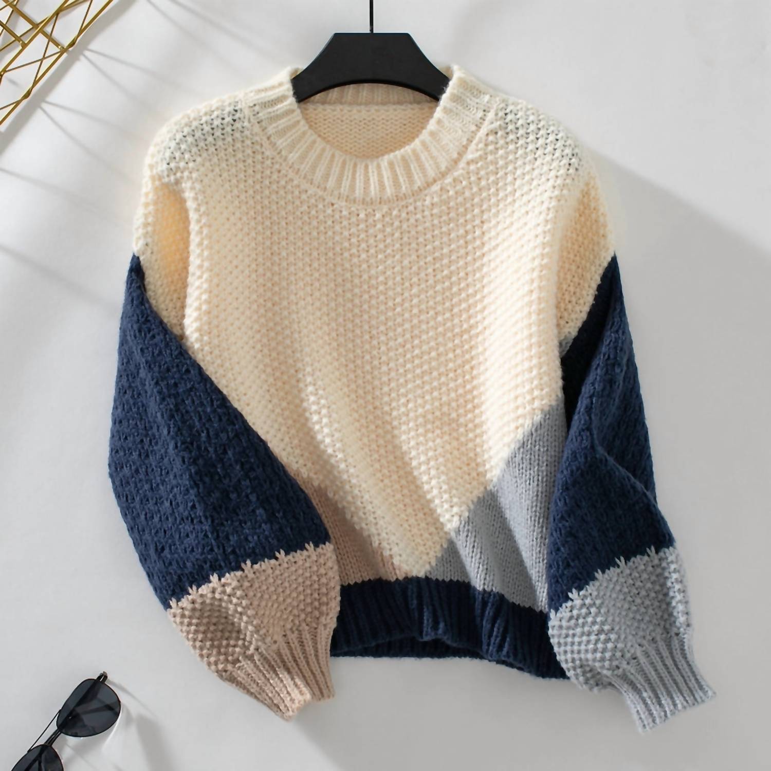 Lily Clothing - Color Block Cozy Knit Sweater
