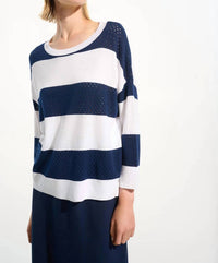 Joseph Ribkoff - Stripe Print Crewneck Sweater