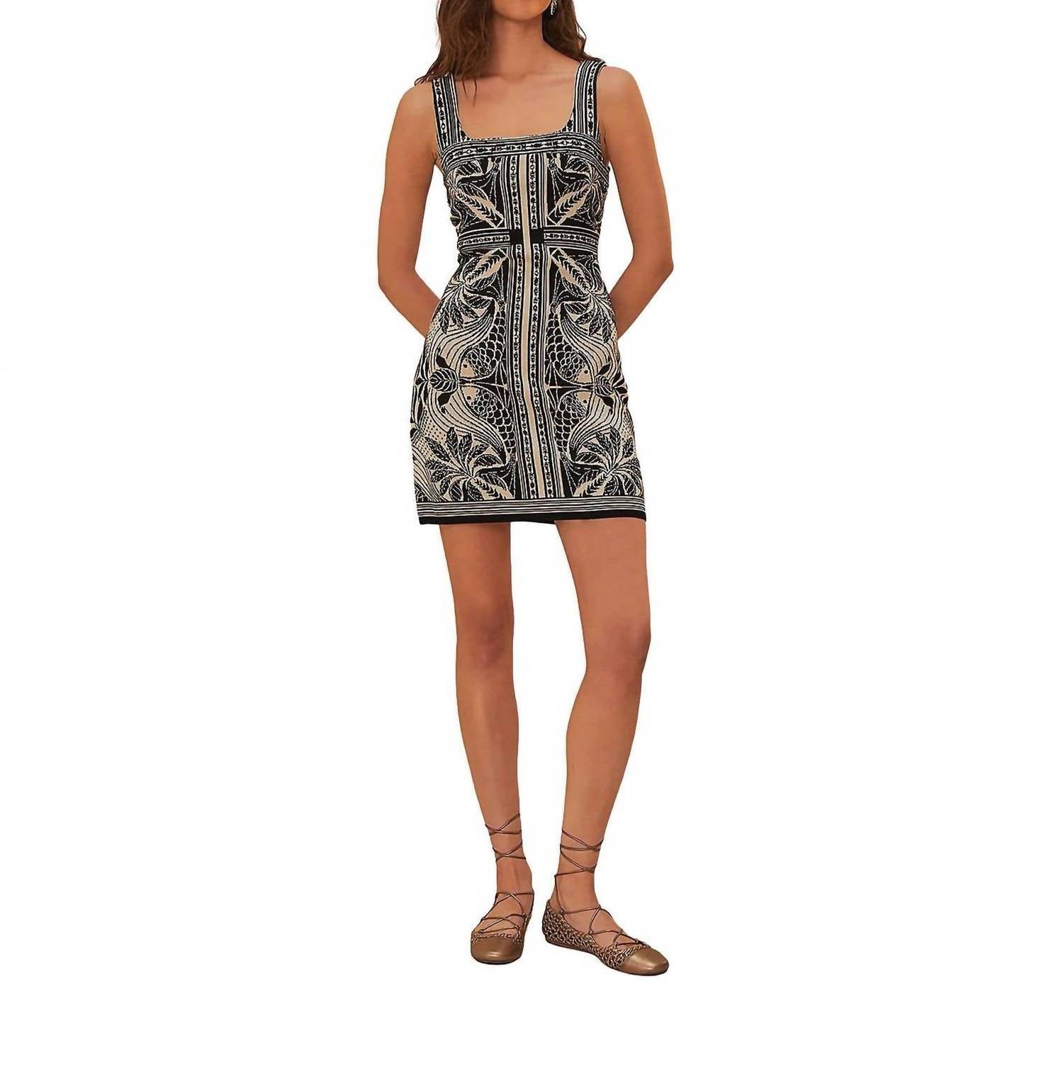Farm Rio - Monochrome Elegance Scarf Knit Mini Dress