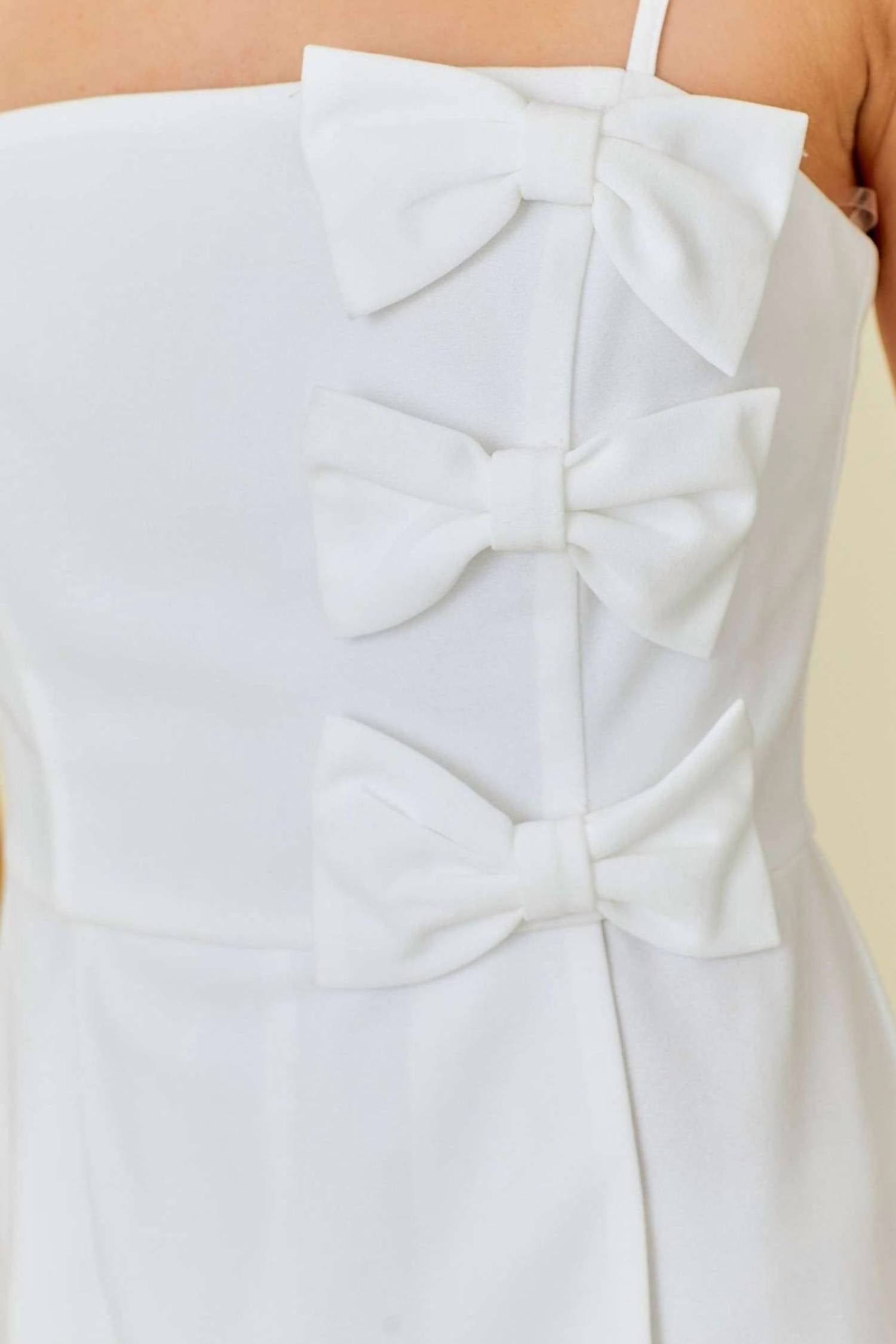Main Strip - Bow Tie Solid Dress Romper